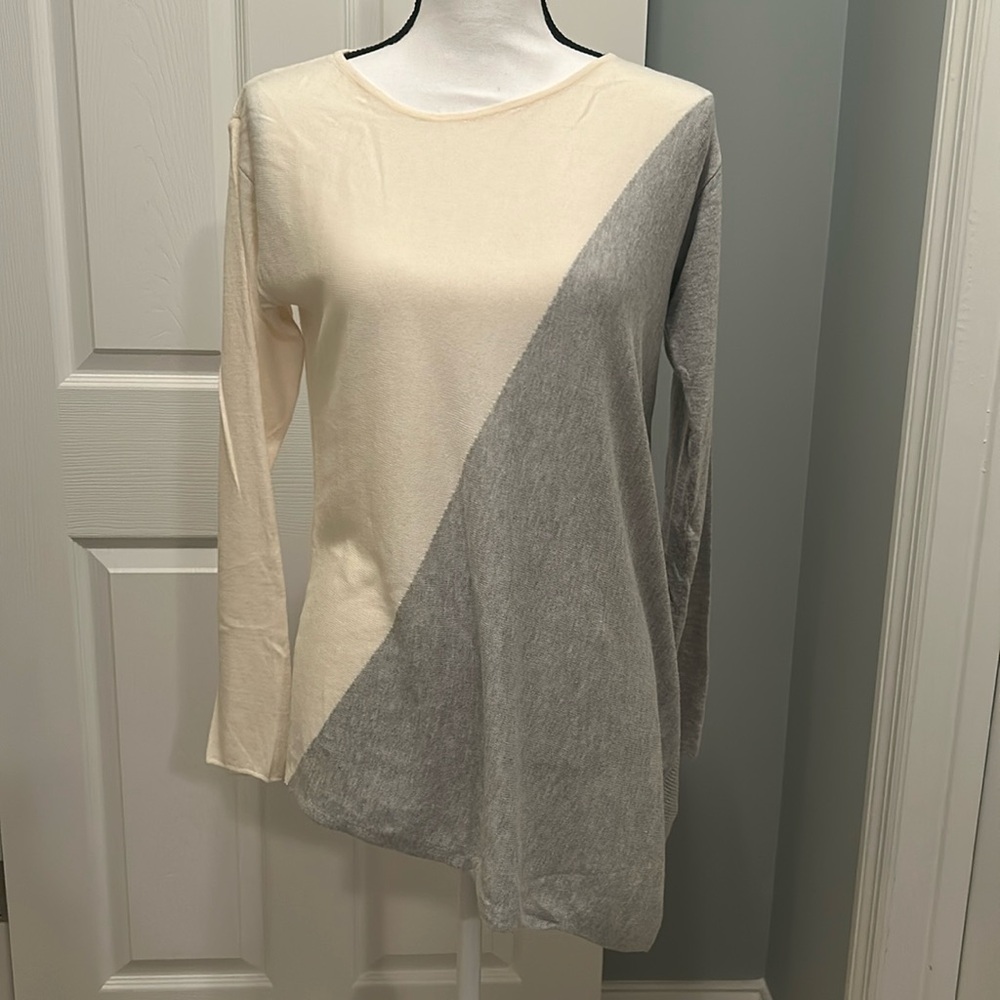 The Limited asymmetrical sweater. Colors cream and gray. Excellent condition.